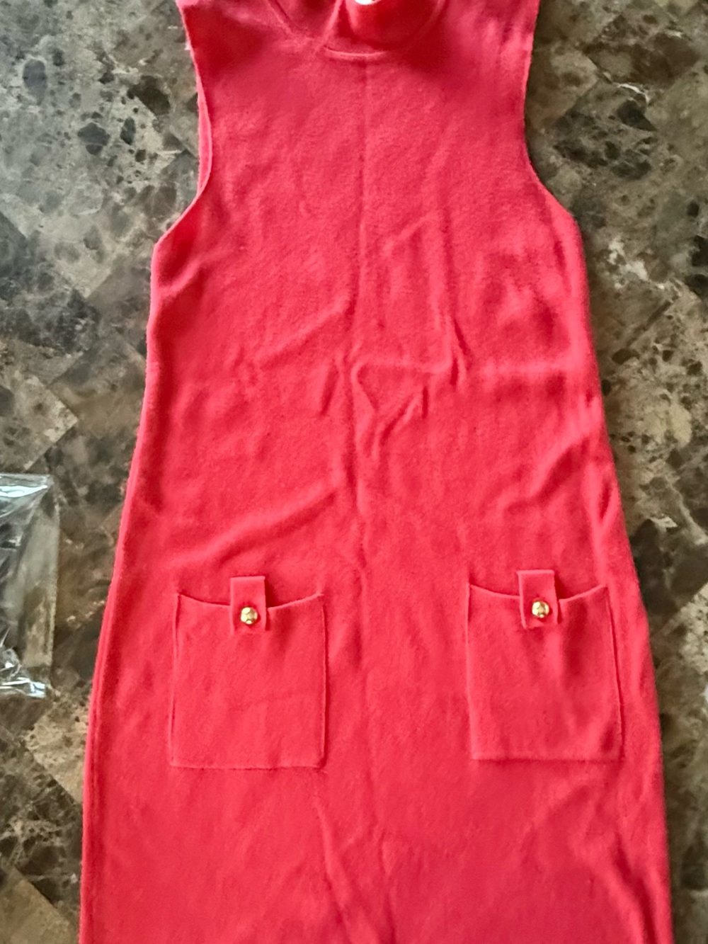 Girls' Sleeveless Red Pocket Dress